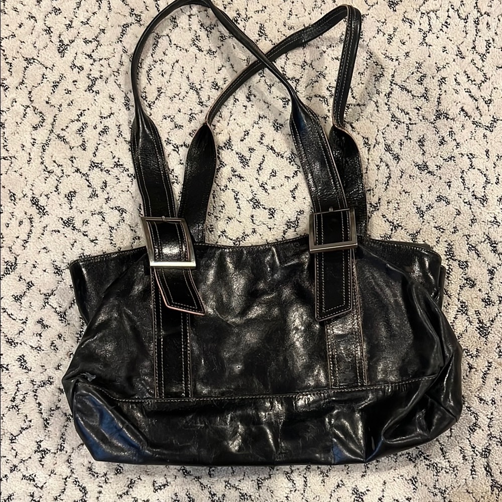 Kenneth Cole Black Leather Tote Bag
